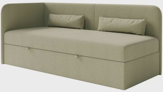 Jeugdbed Cambrils chenille links 90 x 200 cm met opbergruimte | NADUVI Collection