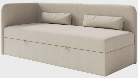 Jeugdbed Cambrils chenille links 90 x 200 cm met opbergruimte | NADUVI Collection