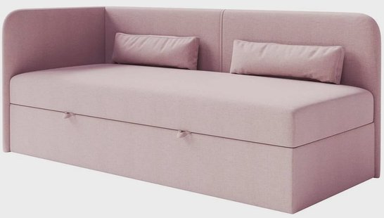 Jeugdbed Cambrils chenille links 90 x 200 cm met opbergruimte | NADUVI Collection