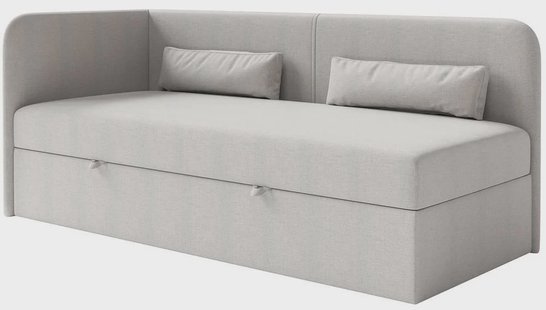 Jeugdbed Cambrils chenille links 90 x 200 cm met opbergruimte | NADUVI Collection