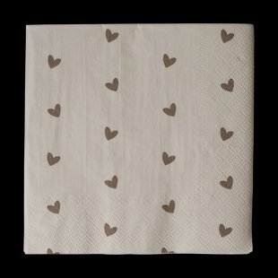 DBKD Heart pappersservett 33x33 cm 20-pack Bruin-beige