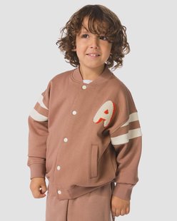HEMA Kinder sweatvest kleurblokken bruin (bruin)