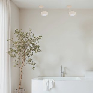 Argon Plafondlamp Mado, beige, 1-lamp, hoogte 21 cm, staal/glas