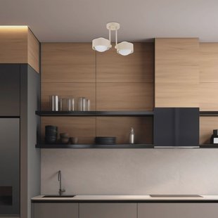 Argon Plafondlamp Mado, beige, 2-lamps, hoogte 24 cm, staal/glas