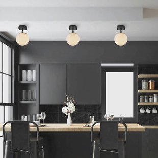 Opviq Plafondlamp Atmaca, 1-lamp, zwart, glas, Ø 15 cm