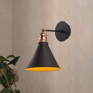 Opviq Wandlamp Berceste, zwart/goud, metaal, hoogte 29 cm