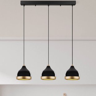 Opviq Hanglamp Yildo, lineair, 3-lamps, zwart/goud, metaal