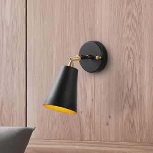 Opviq Wandlamp Evander, zwart/goud, metaal, hoogte 21 cm, E27