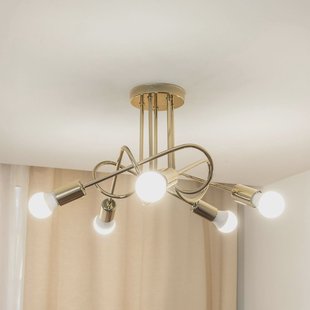 HELAM Oxford plafondlamp, goudkleurig, 5-lamps, Ø 47 cm, metaal