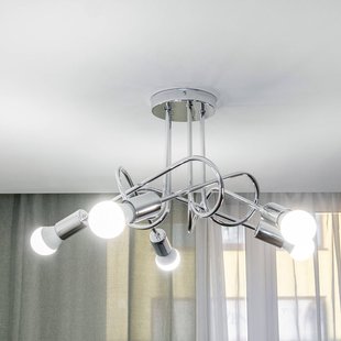 HELAM Plafondlamp Oxford, chroom, 5-lamps, Ø 47 cm, metaal