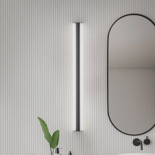 Helestra LED spiegellamp LOOM, lengte 90 cm, zwart, IP44