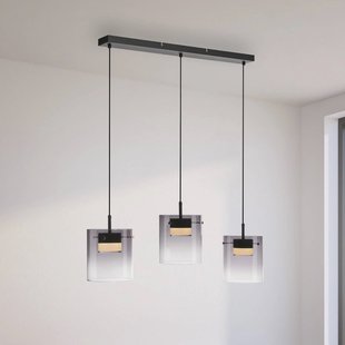 JUST LIGHT. GmbH JUST LIGHT. LED hanglamp Elio, rookglas, 3-lamps, zwart