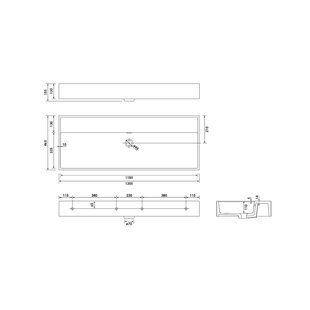 BRAUER Lunar Wastafel 120-1 Met 1 Spoelbak En 0 Kraangaten Keramiek Hoogglans Wit