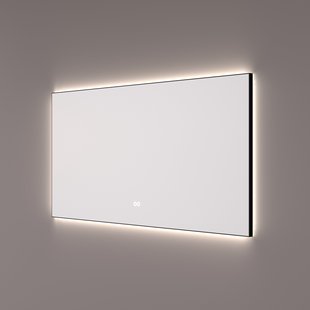 Spiegel Hipp Design SPV 12500 Rechthoek 80x70 cm Met Frame Mat Zwart Met Verlichting Incl. Spiegelverwarming