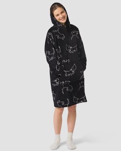 HEMA Takkie en Siepie damesnachthemd fleece zwart (zwart)