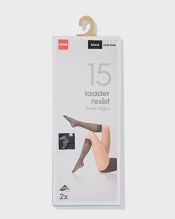 HEMA Kniekousen 15denier anti-ladder mat - 2 paar zwart (zwart)