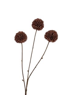 Kunstbloem Pompom x 3 - Bruin - 78 cm