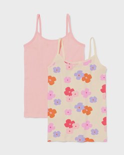 HEMA Kinderhemden rib bloemen - 2 stuks lichtroze (lichtroze)