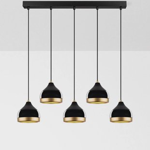 Opviq Hanglamp Yildo, zwart/goud, 5-lamps. Lengte 111 cm