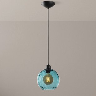 Opviq Hanglamp Benek, blauw, glas, Ø 20 cm, E27