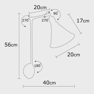 Opviq Wandlamp Berceste 7956, zwart/goud, hoogte 56 cm