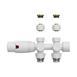 Radiatorkraan BWS Thermostatisch Muur- en Vloeraansluiting 1/2MX16/2 M30 Mat Wit