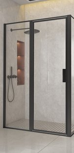 BWS Nisdeur Recta Met Vast Paneel 120x200 8 mm NANO Glas Mat Zwart Profiel inclusief Ombouwset