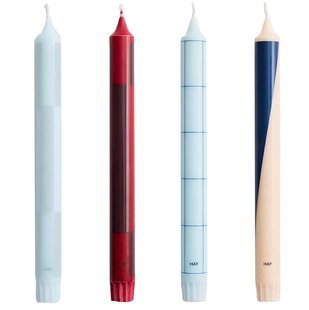 Hay Pattern Kaarsen Set Van 4 Blues And Bordeaux