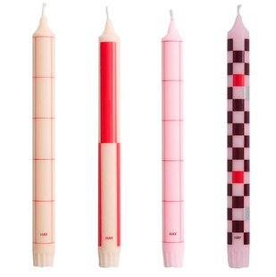 Hay Pattern Kaarsen Set Van 4 Reds And Bordeaux