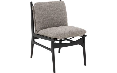 Goossens Stoel Alison met Massief Houten Frame lichtgrijs stof leuning, modern design