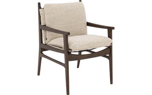 Goossens Stoel Alison met Massief Houten Frame wit stof met armleuning, modern design