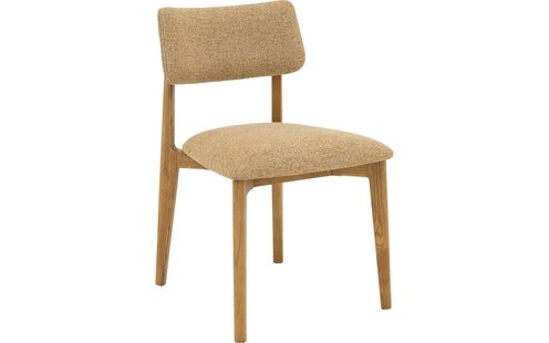 Goossens Stoel Kris met Massief Houten Frame geel stof leuning, modern design