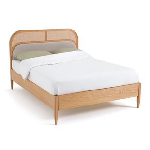 Bed in rotan en fluweel met beddenbodem Buisseau
