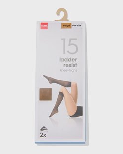 HEMA Kniekousen 15denier anti-ladder mat - 2 paar naturel (naturel)