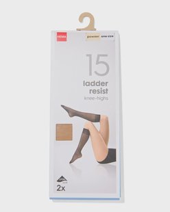 HEMA Kniekousen 15denier anti-ladder mat - 2 paar poeder (poeder)