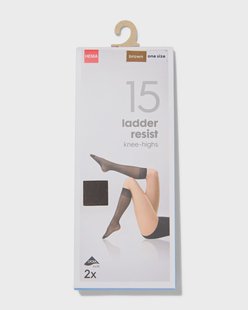 HEMA Kniekousen 15denier anti-ladder mat - 2 paar bruin (bruin)
