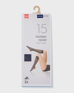 HEMA Kniekousen 15denier anti-ladder mat - 2 paar donkerblauw (donkerblauw)
