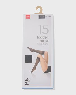 HEMA Kniekousen 15denier anti-ladder mat - 2 paar antraciet (antraciet)