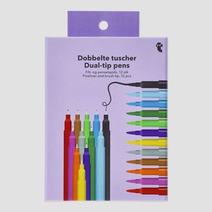Dubbele punt pennen in doosje - 12 stuks