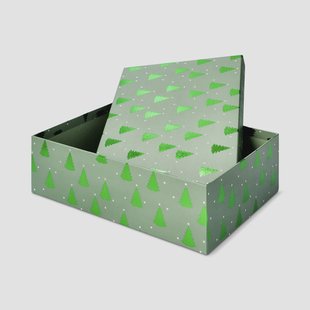 Geschenkdoos met groene folie bomen - Groot