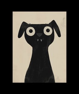 Zwarte Hond Illustratie Poster