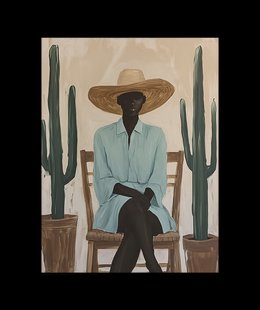 Vrouw met Strohoed en Cactus Poster