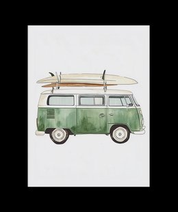 Vintage Volkswagen Bus met Surfboards Poster