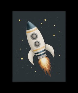 Retro Raket Kinderkamer Poster
