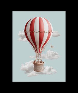 Rode Luchtballon met Dieren Kinderkamer Poster