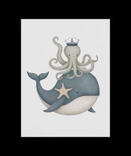 Octopus en Walvis Kinderkamer Poster