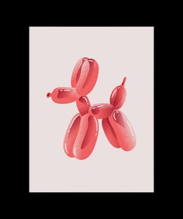 Roze Ballon Hond Poster