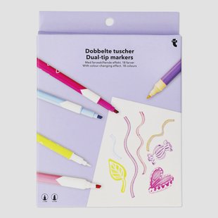 Dubbelpuntige markers met kleurveranderend effect - 12 stuks