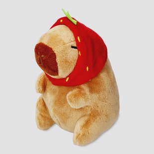 Pluche knuffel capibara met aardbeienhoed