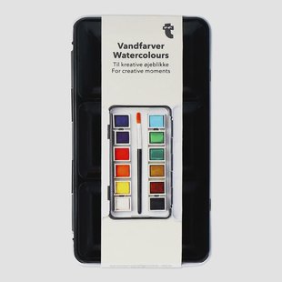 Aquarelverf in metalen doosje - 12 stuks
